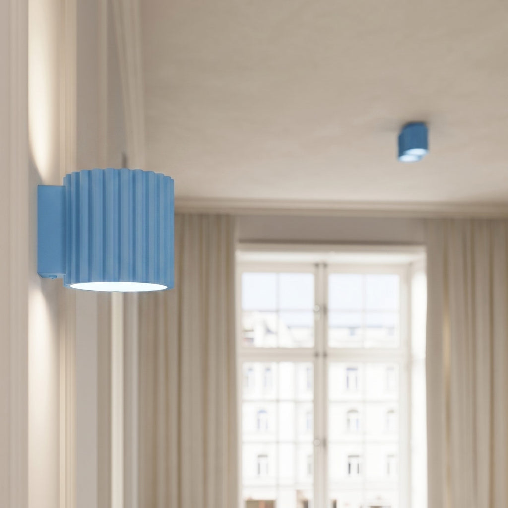 Plafonnier Aura 1 aluminium bleu clair GU10 de face