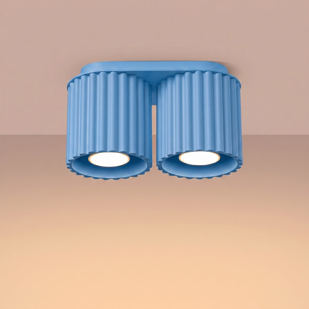 Plafonnier Aura 2 aluminium bleu clair GU10 vue de trois quarts