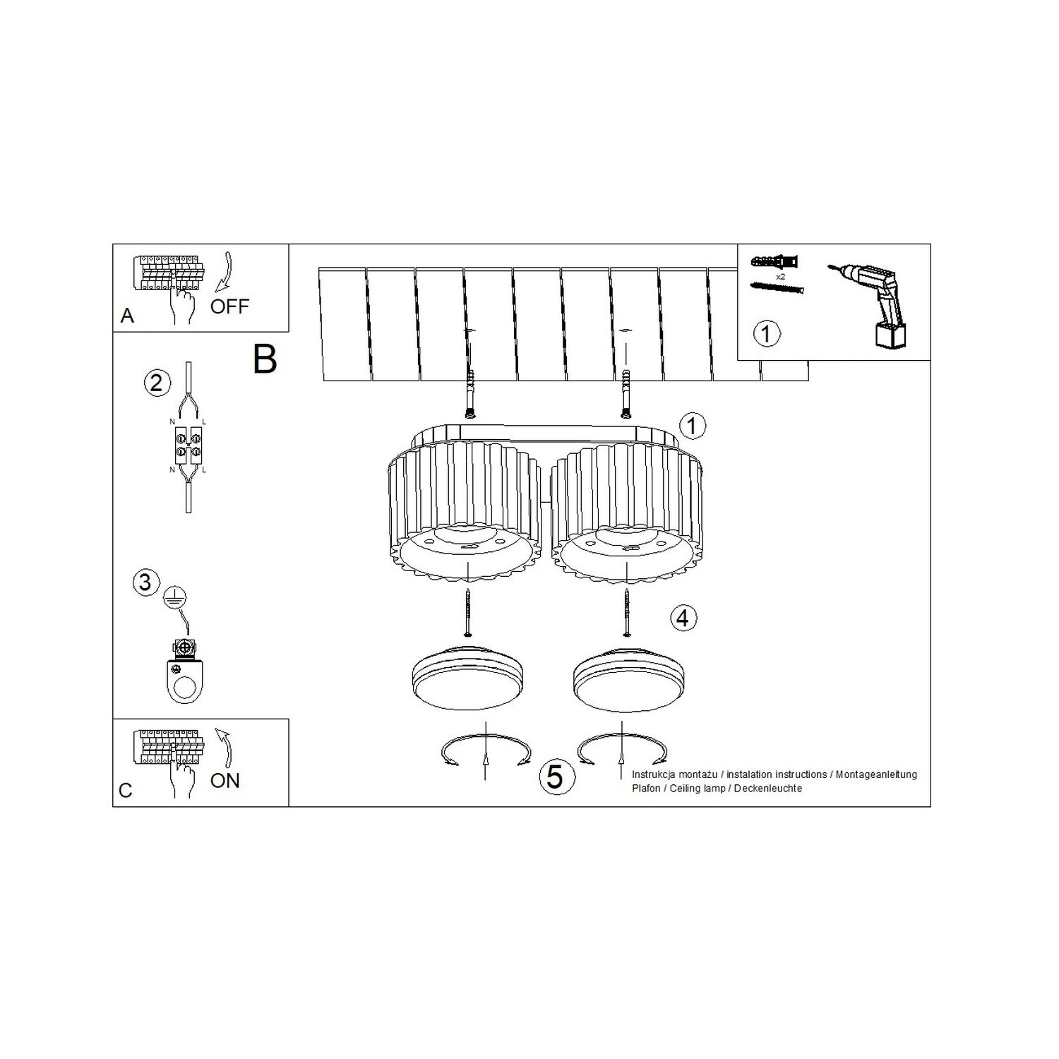 Plafonnier Aura 2 aluminium bleu clair GX53 vue de dessous