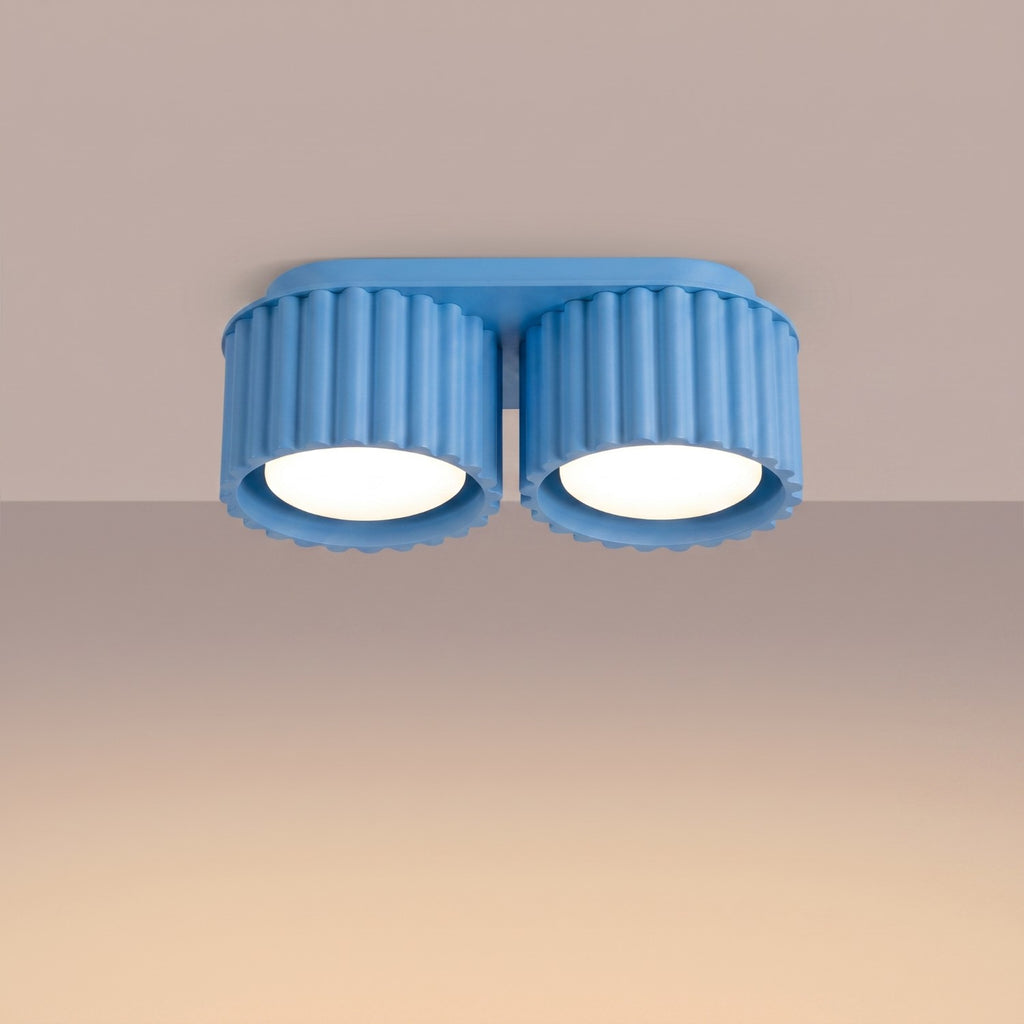 Plafonnier Aura 2 aluminium bleu clair GX53 vue de trois quarts
