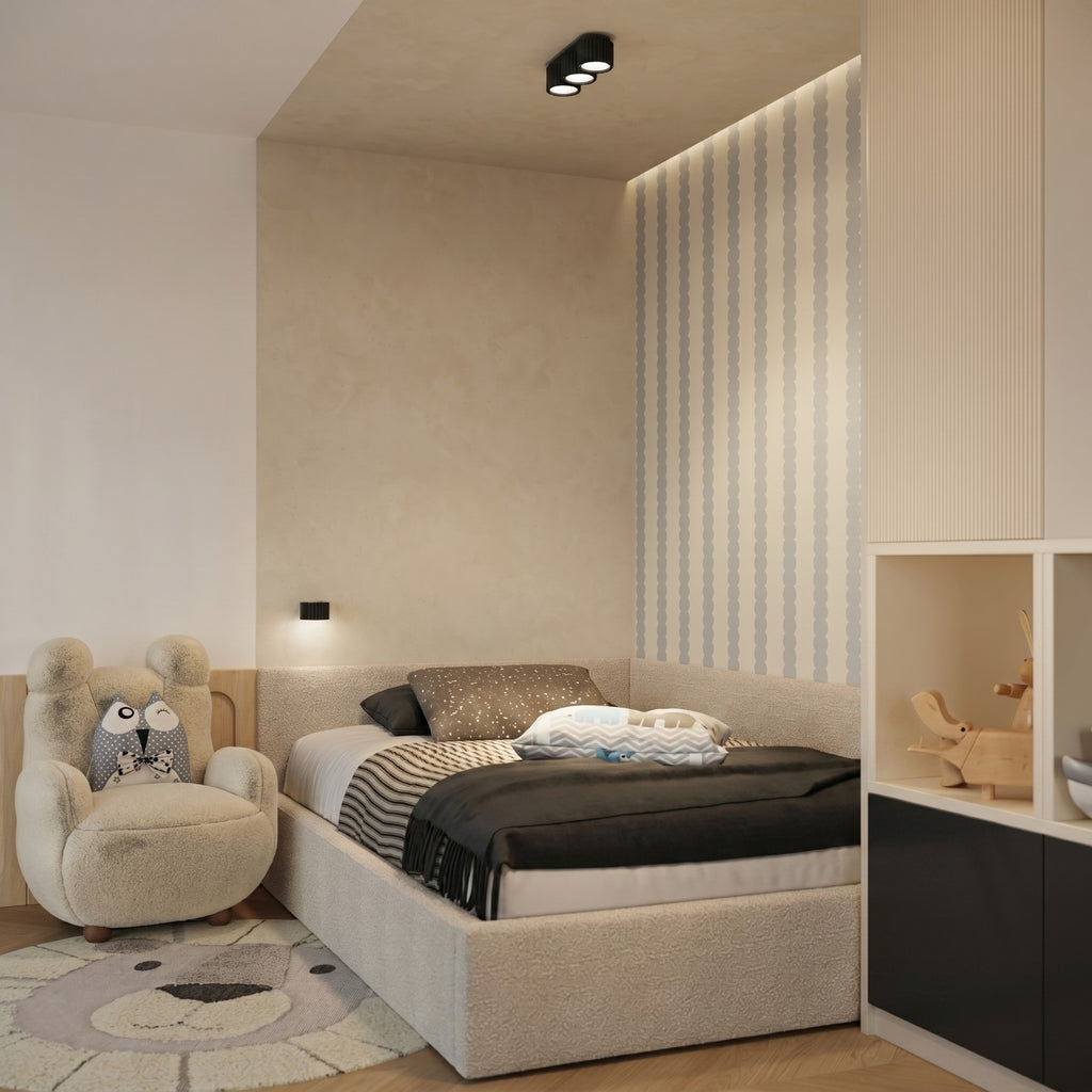 Applique murale Aura aluminium noir GX53 en situation
