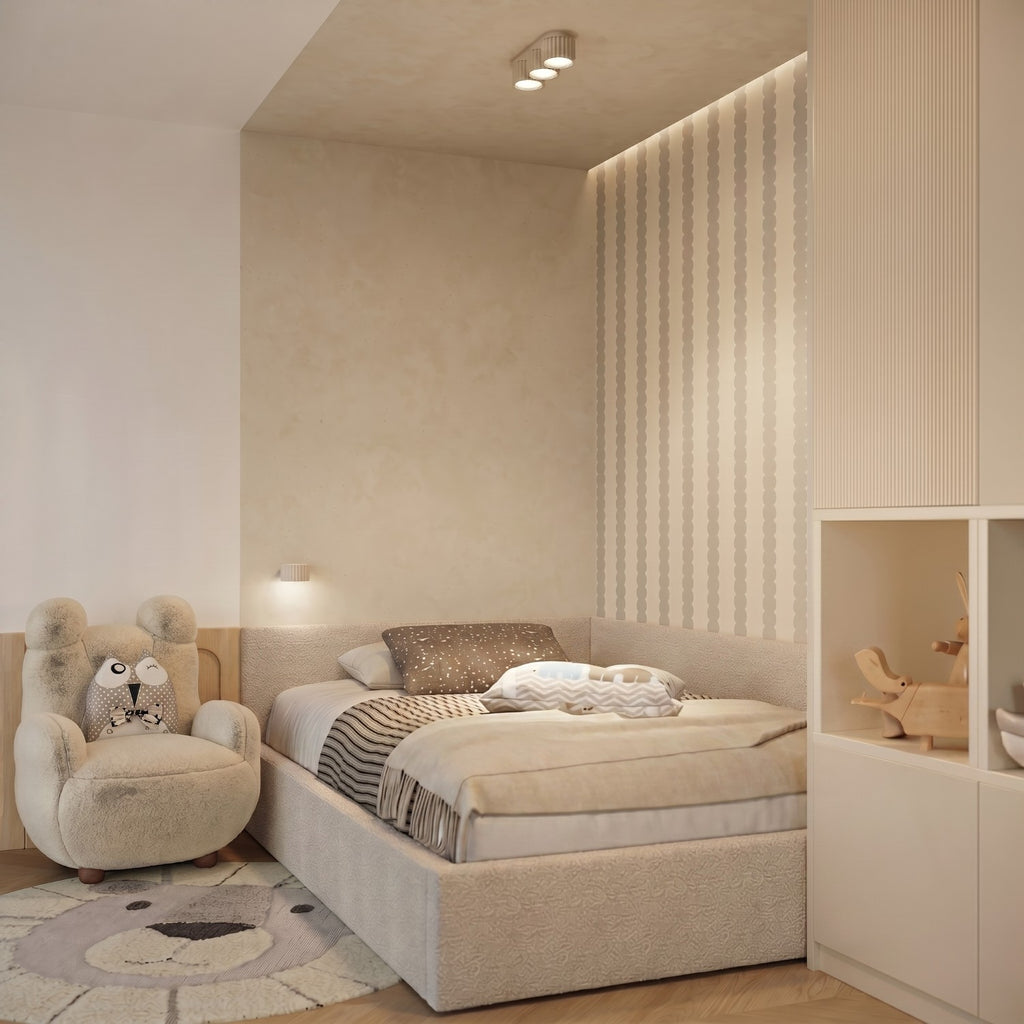 Applique murale Aura aluminium beige GX53 en situation