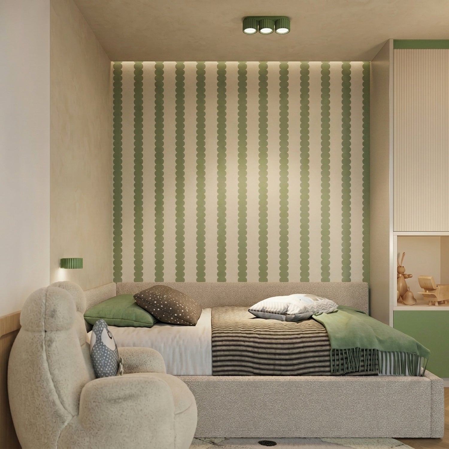 Applique murale Aura aluminium vert olive GX53 détail