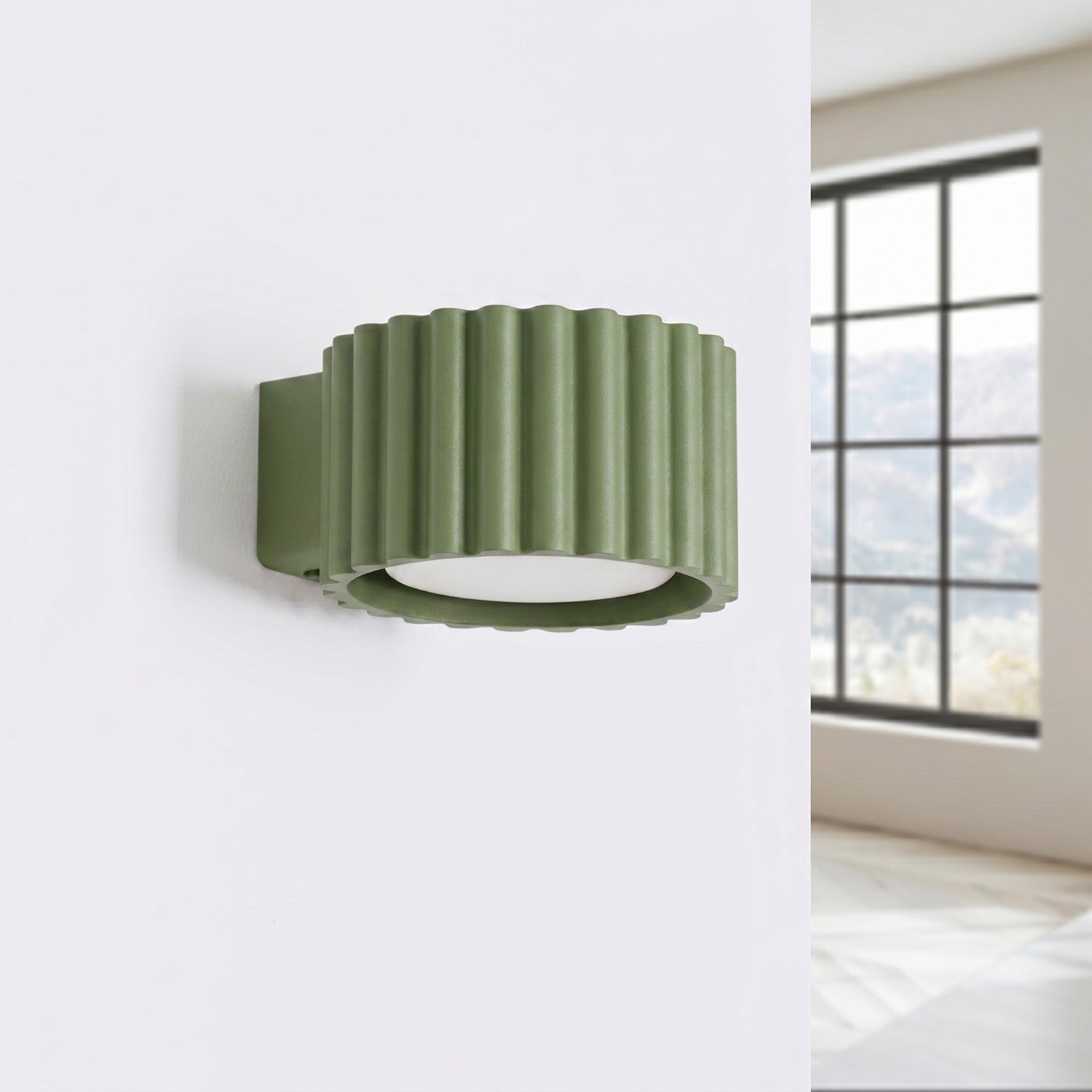 Applique murale Aura aluminium vert olive GX53 vue de profil