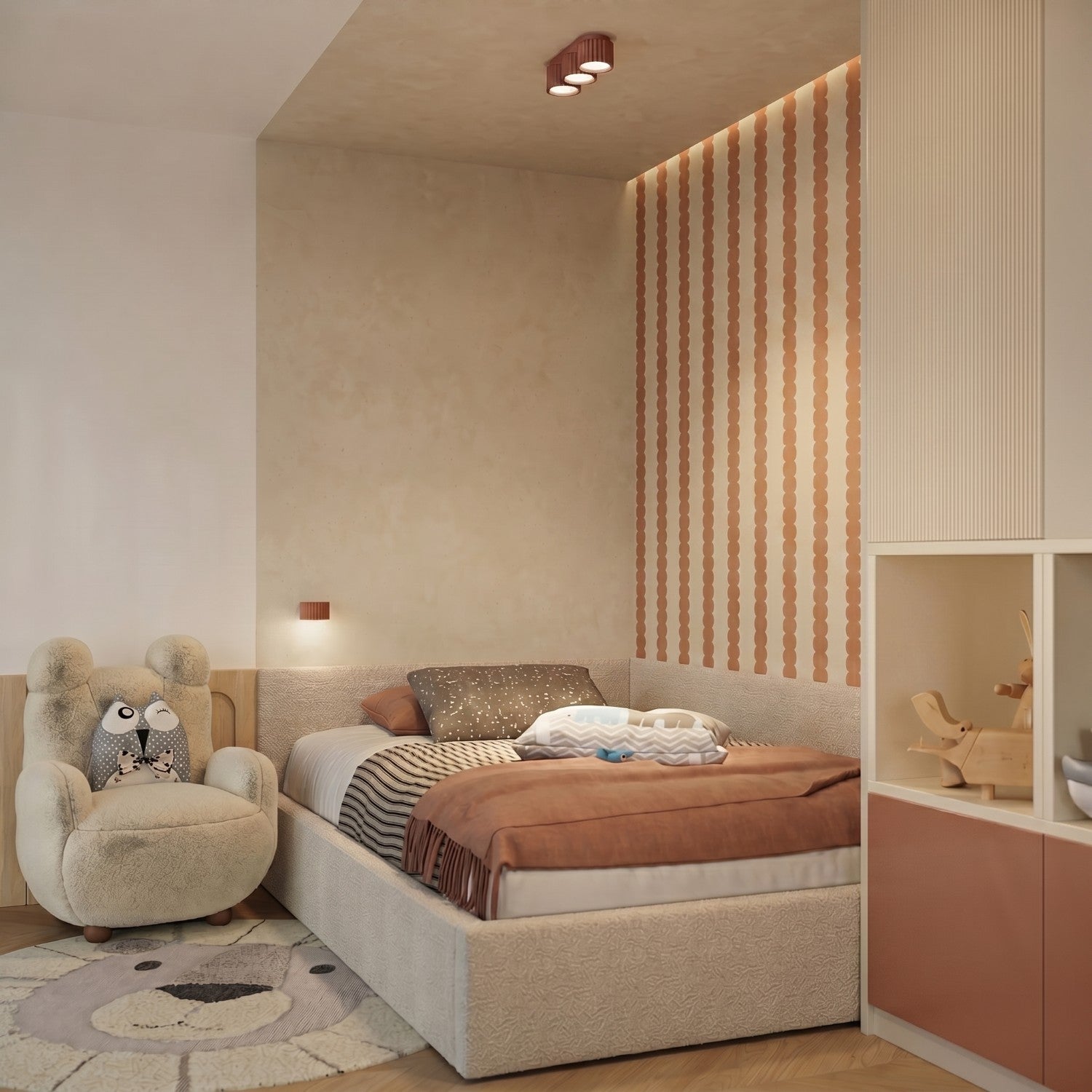 Applique murale Aura aluminium mocca GX53 en situation