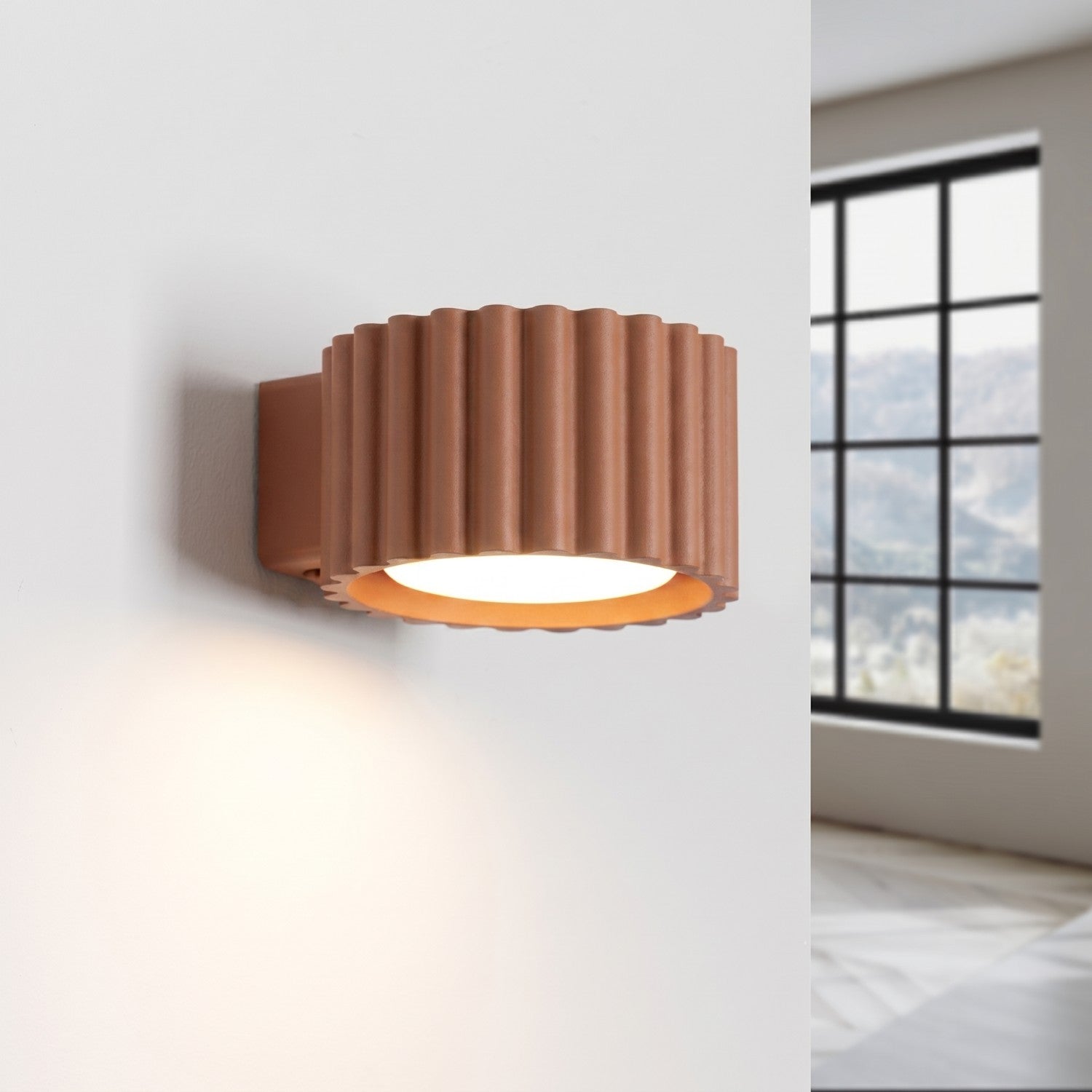 Applique murale Aura aluminium mocca GX53 vue de trois quarts