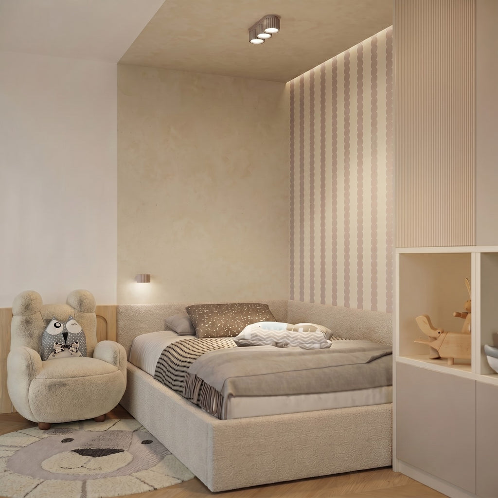 Applique murale Aura aluminium taupe GX53 en situation