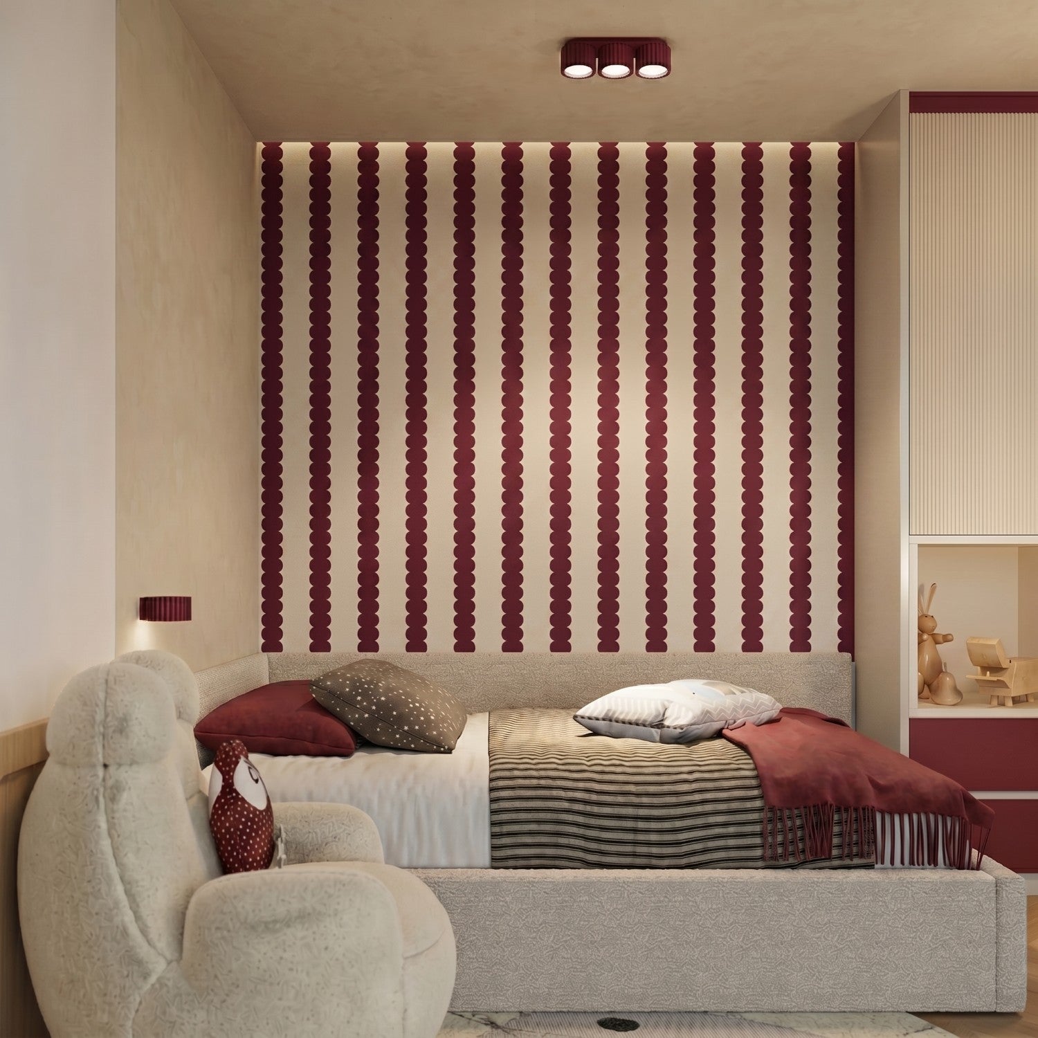 Applique murale Aura aluminium bordeaux GX53 détail
