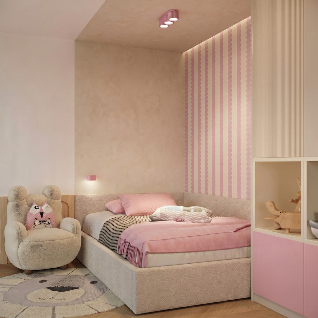 Applique murale Aura aluminium rose GX53 en situation