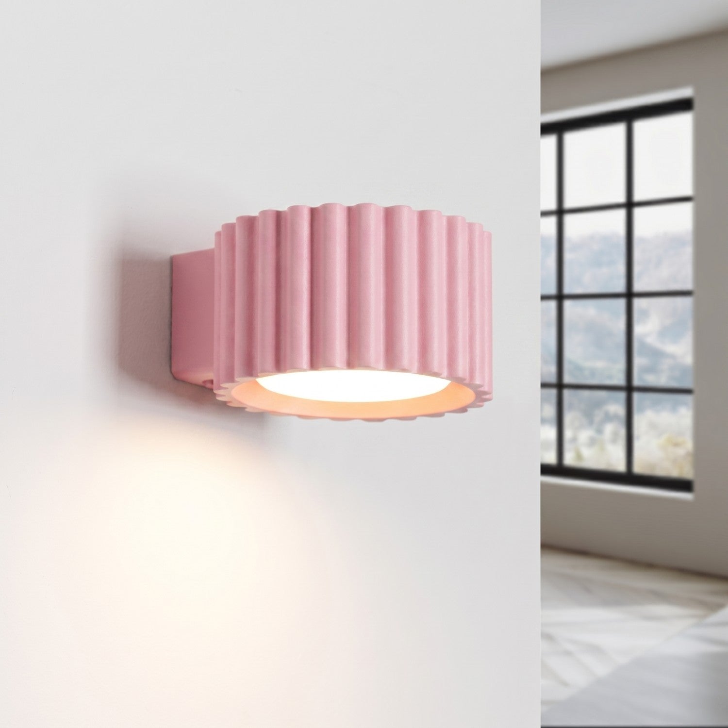 Applique murale Aura aluminium rose GX53 vue de trois quarts