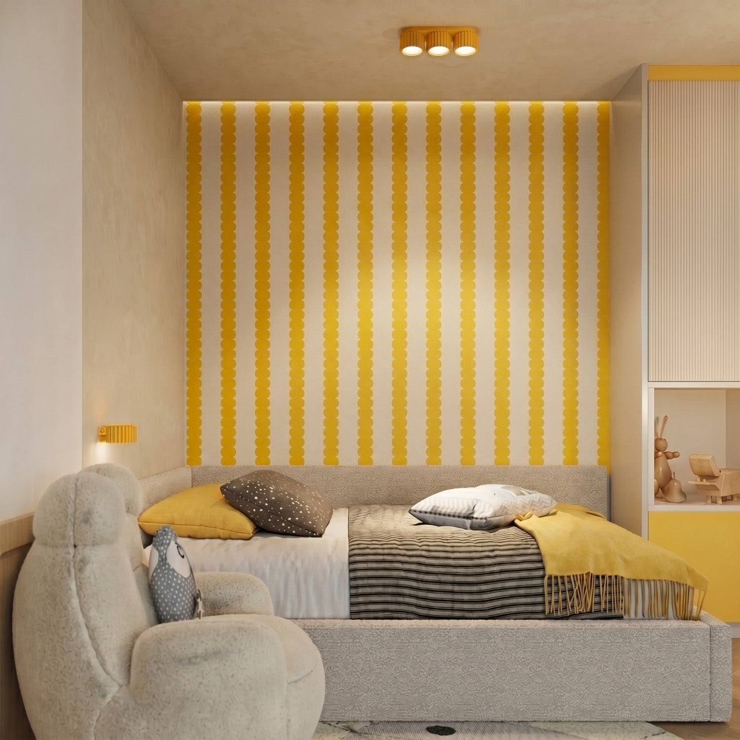 Applique murale Aura aluminium jaune GX53 détail