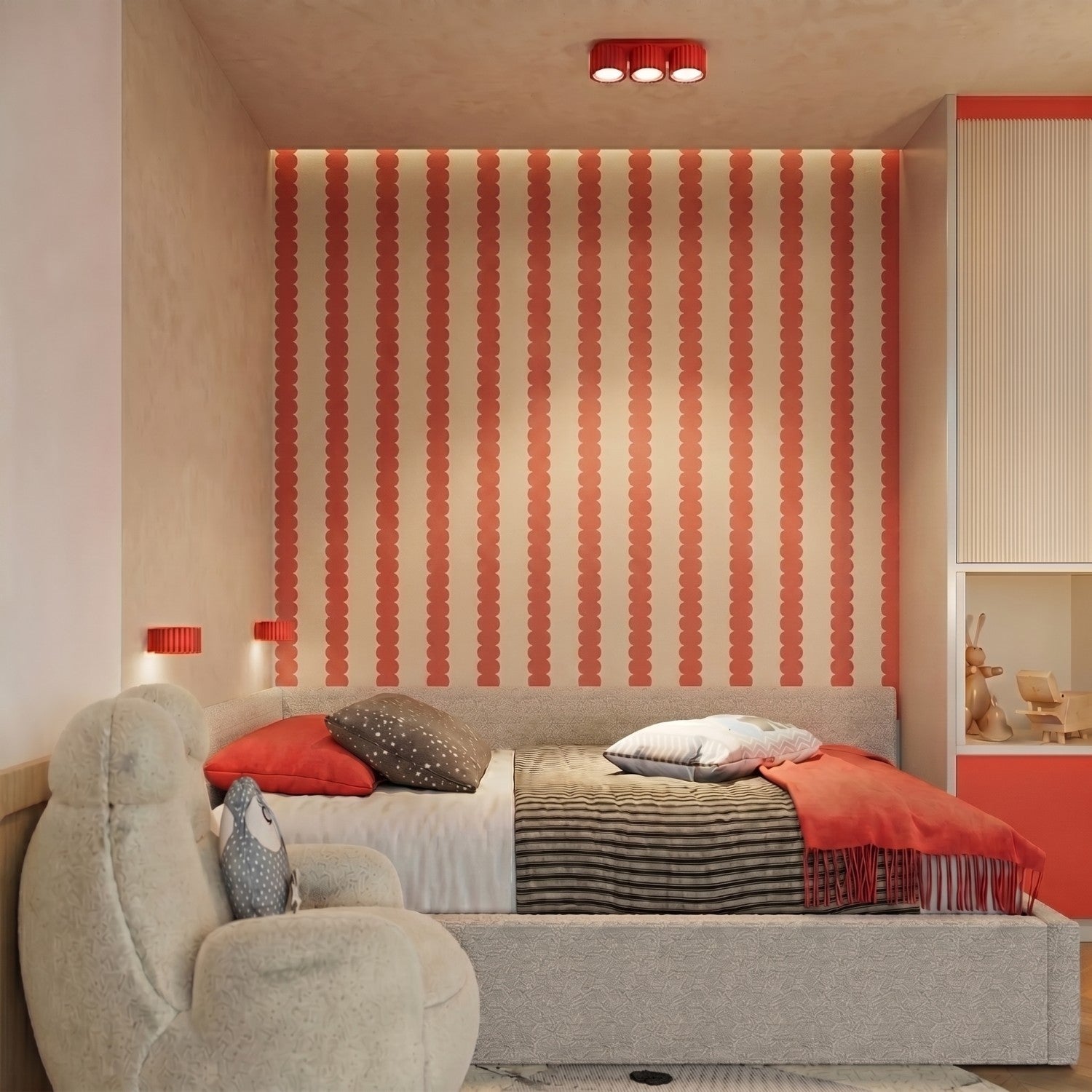 Applique murale Aura aluminium rouge GX53 détail
