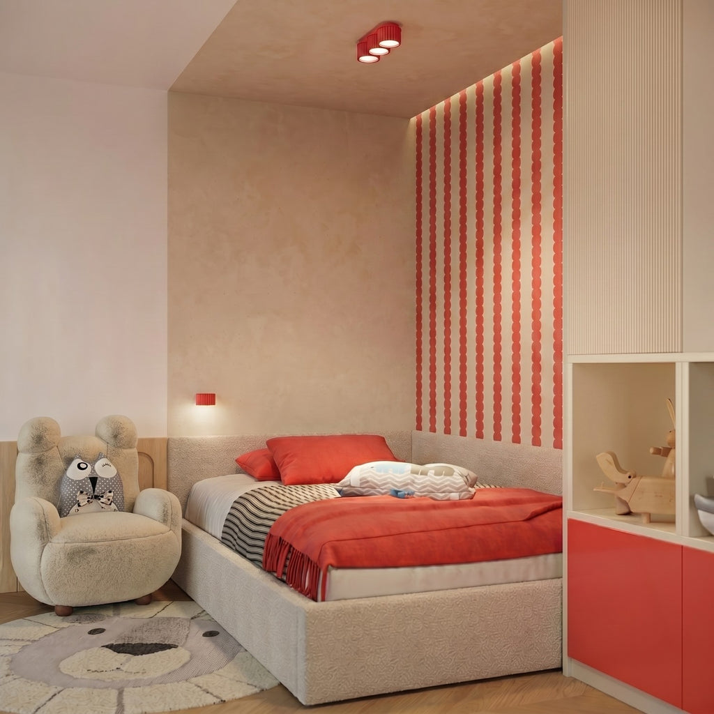 Applique murale Aura aluminium rouge GX53 en situation