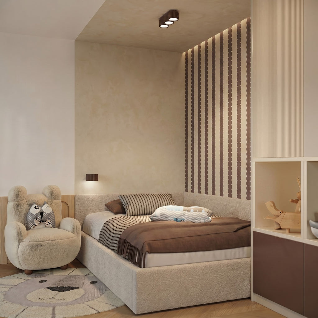 Applique murale Aura aluminium brun GX53 en situation