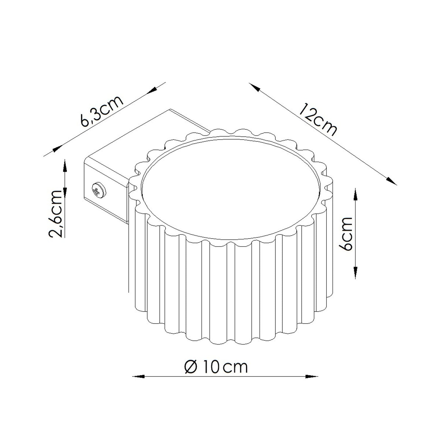 Applique murale Aura aluminium bleu clair GX53 schéma des dimensions
