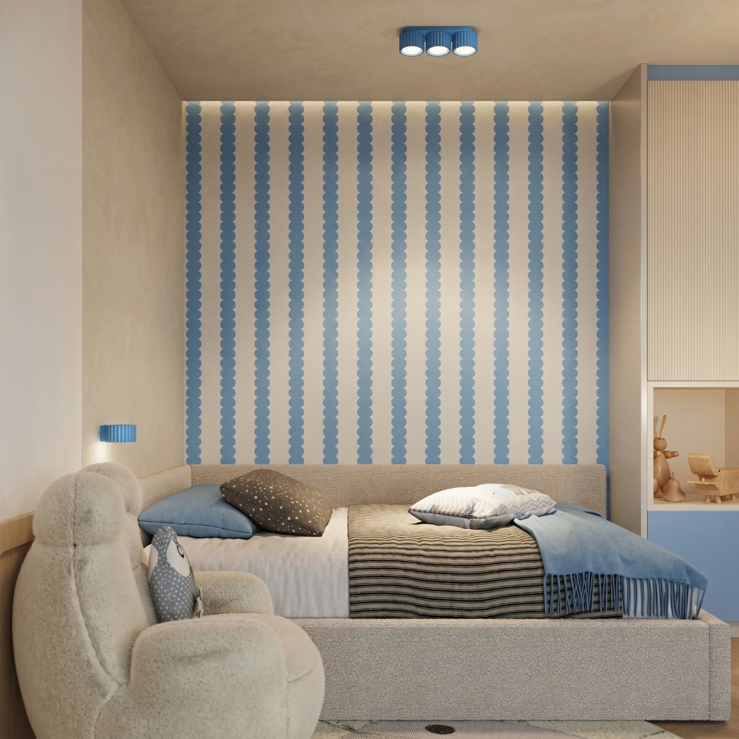 Applique murale Aura aluminium bleu clair GX53 détail