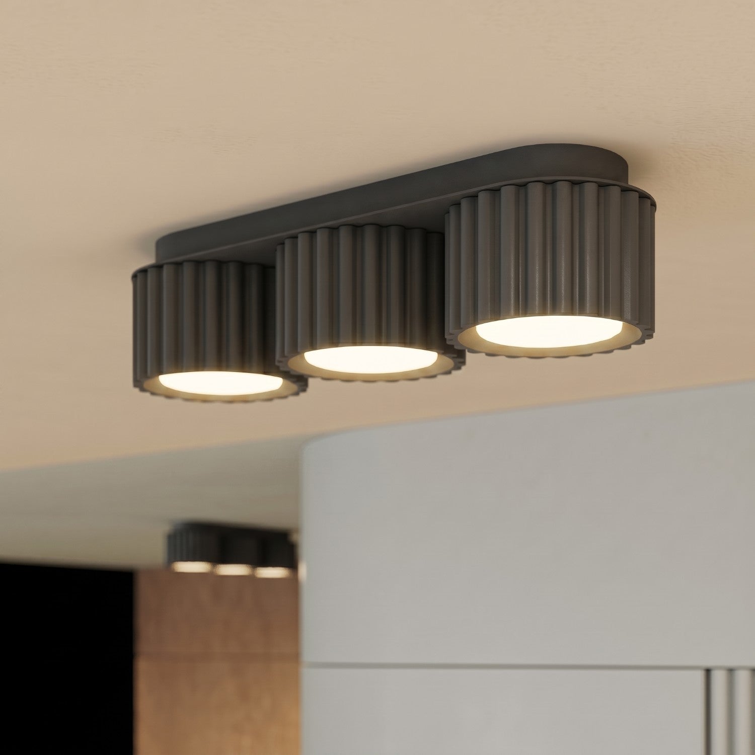 Plafonnier Aura 3 aluminium noir GX53 de face