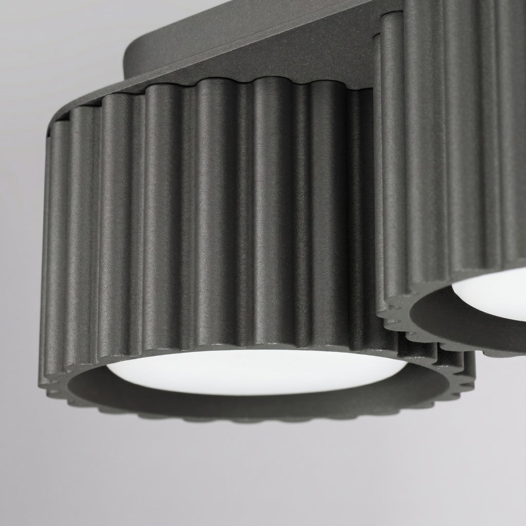 Plafonnier Aura 3 aluminium noir GX53 détail des cannelures