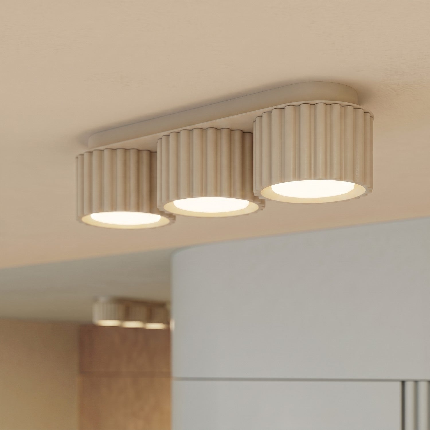 Plafonnier Aura 3 aluminium beige GX53 de face