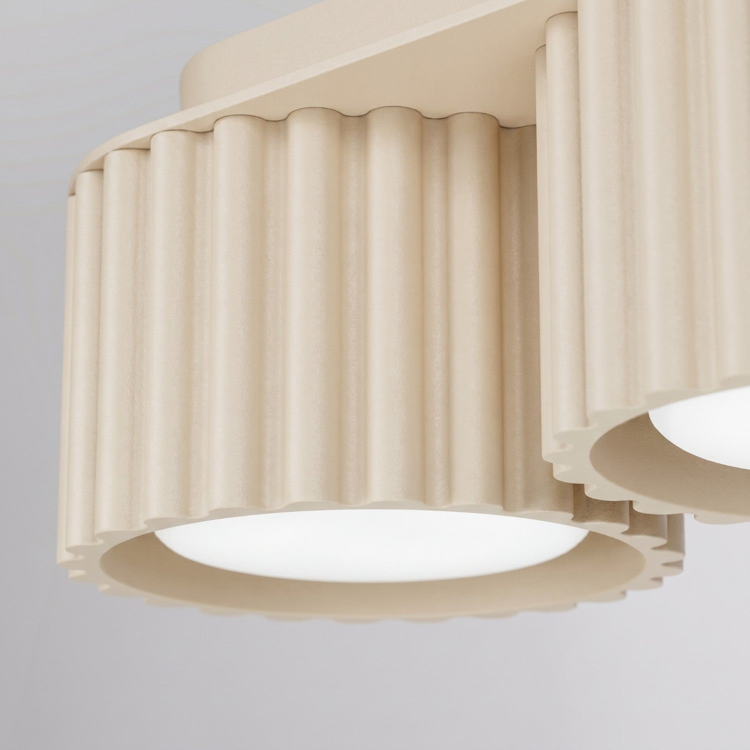 Plafonnier Aura 3 aluminium beige GX53 détail des cannelures