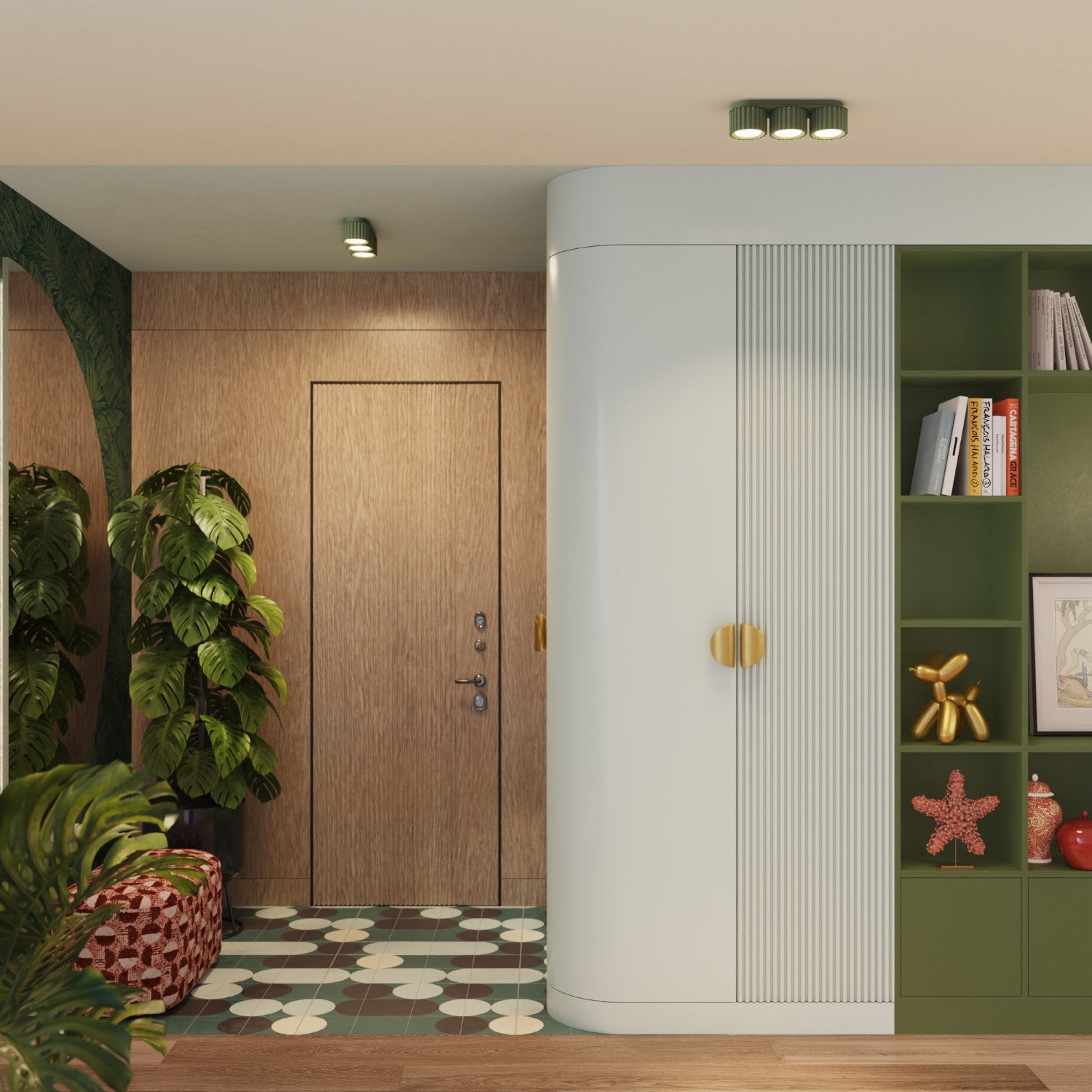 Plafonnier Aura 3 aluminium vert olive GX53 détail