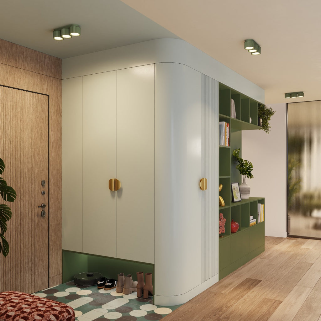 Plafonnier Aura 3 aluminium vert olive GX53 en situation