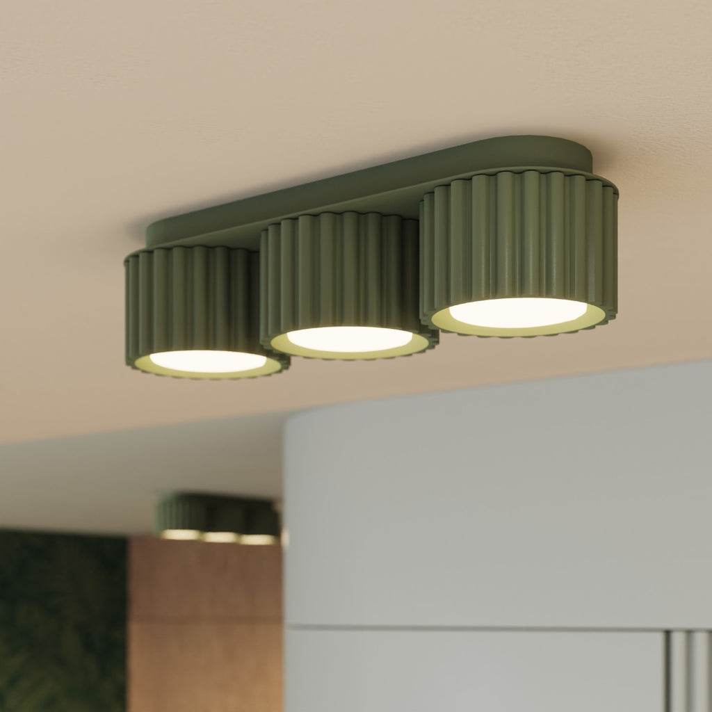 Plafonnier Aura 3 aluminium vert olive GX53 de face