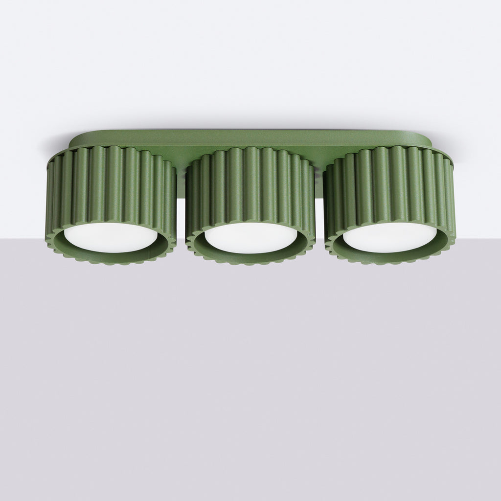 Plafonnier Aura 3 aluminium vert olive GX53 vue de profil