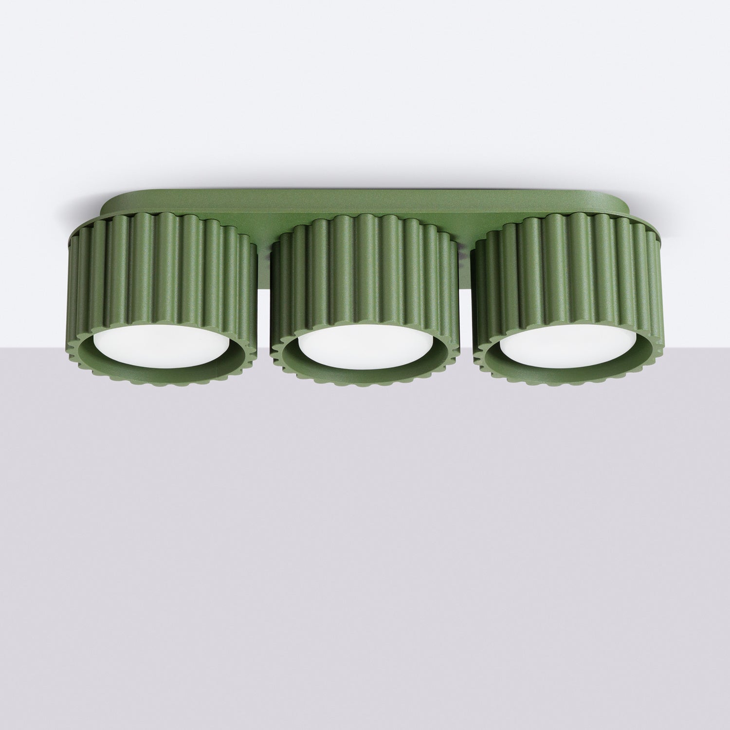 Plafonnier Aura 3 aluminium vert olive GX53 vue de profil