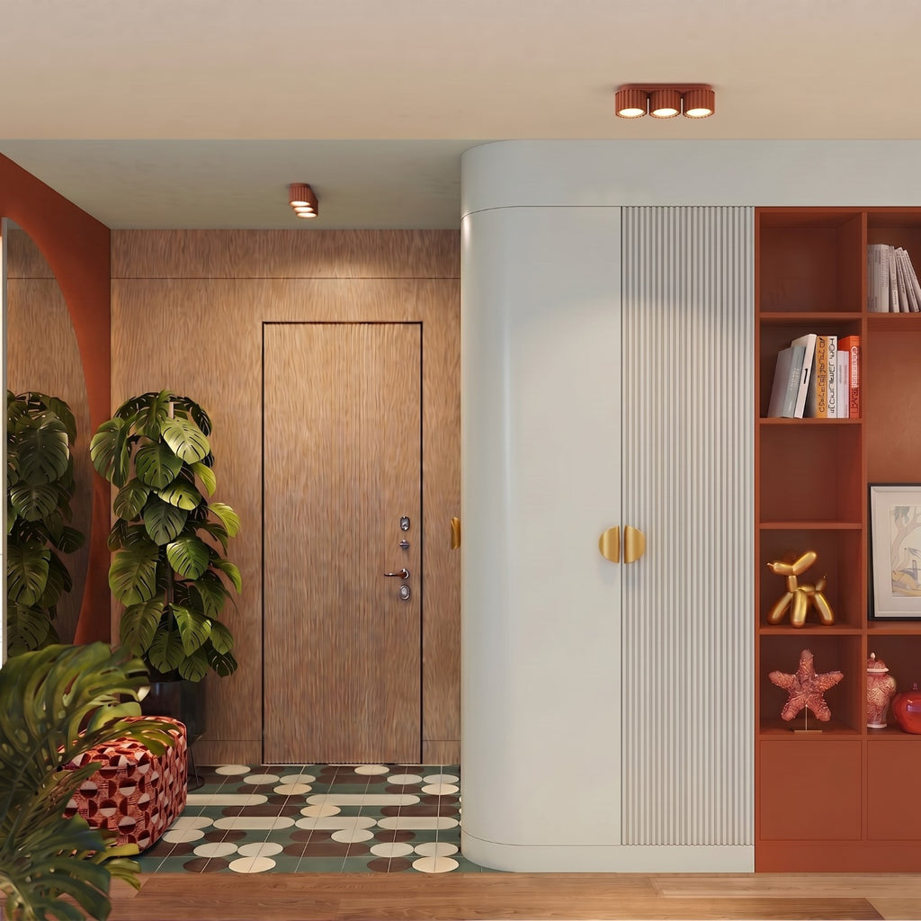 Plafonnier Aura 3 aluminium rouge ocre GX53 détail