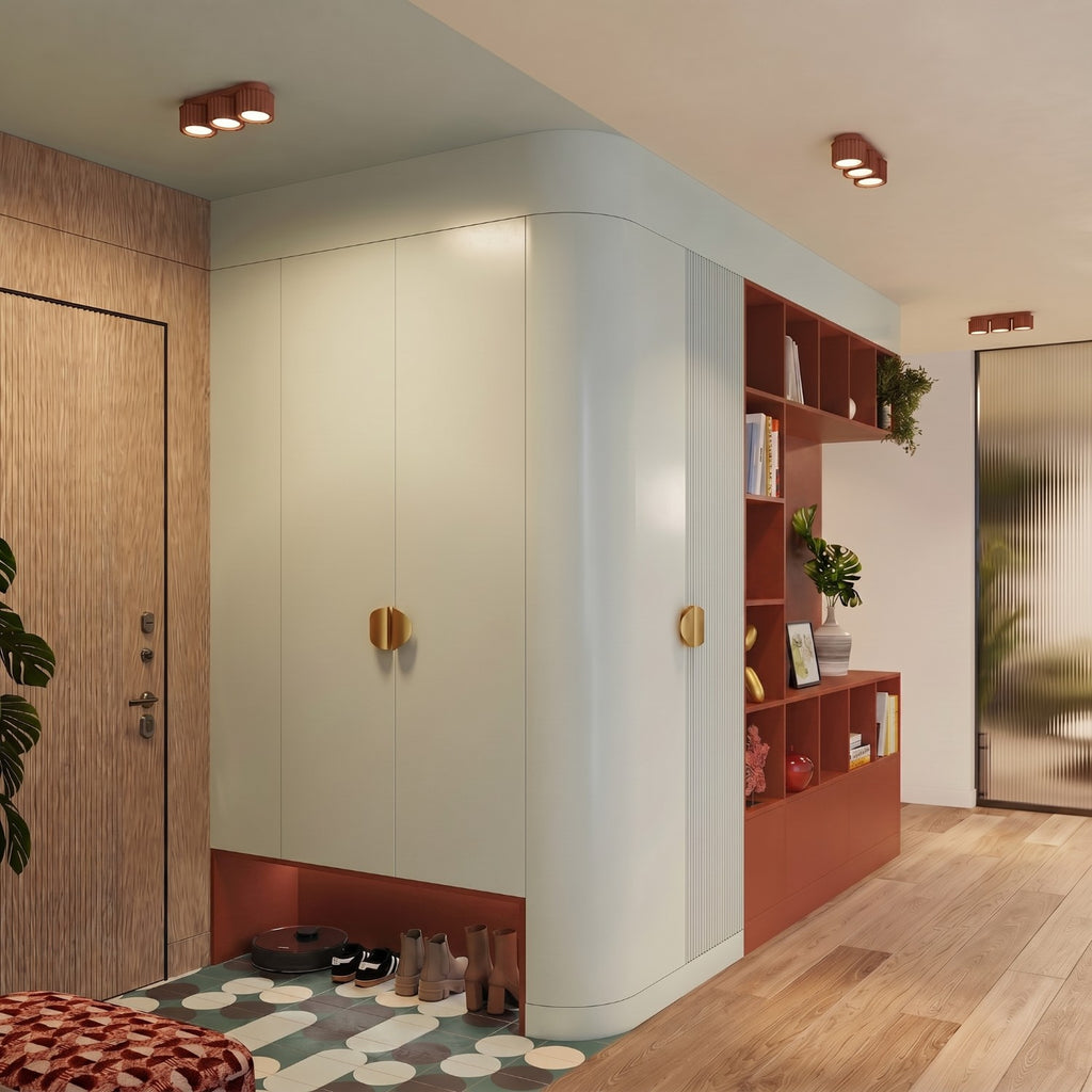 Plafonnier Aura 3 aluminium rouge ocre GX53 en situation