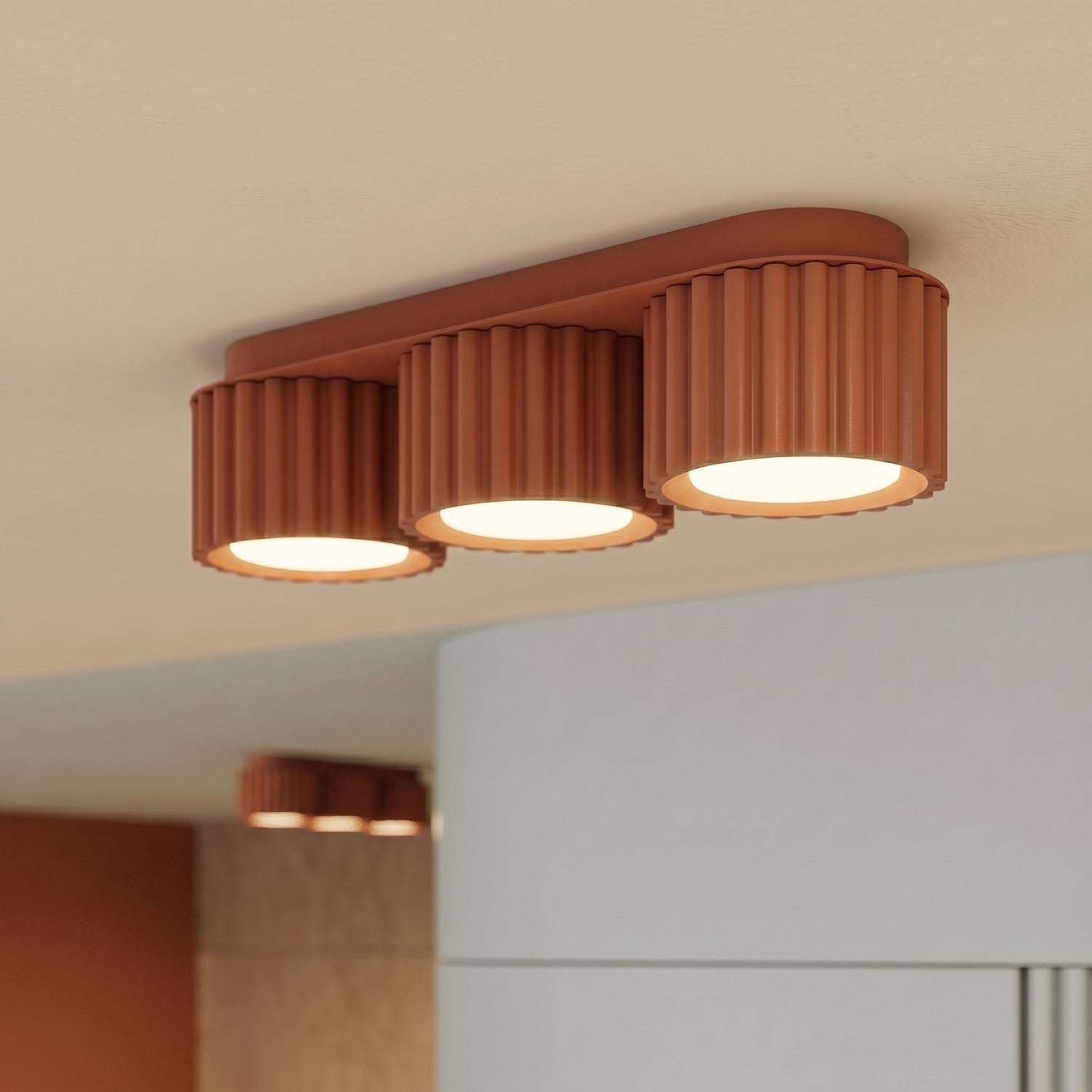 Plafonnier Aura 3 aluminium rouge ocre GX53 de face