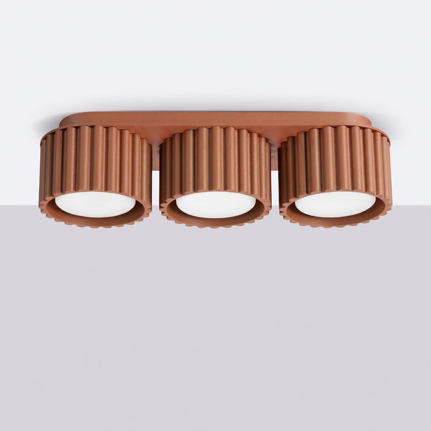 Plafonnier Aura 3 aluminium rouge ocre GX53 vue de profil