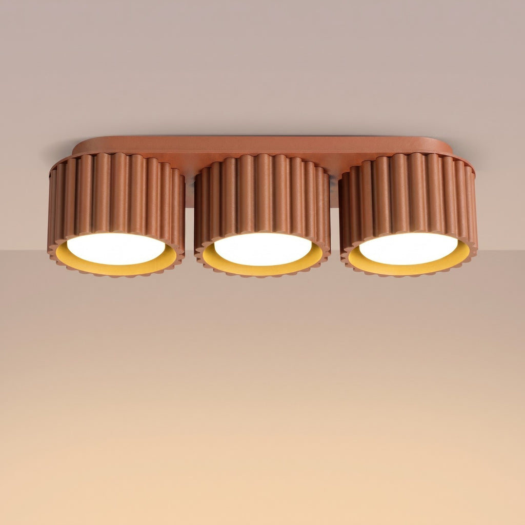 Plafonnier Aura 3 aluminium rouge ocre GX53 vue de trois quarts