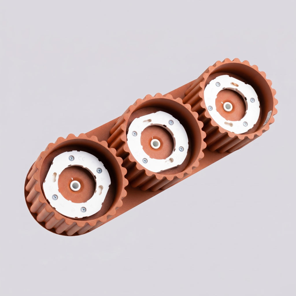 Plafonnier Aura 3 aluminium rouge ocre GX53 vue rapprochée