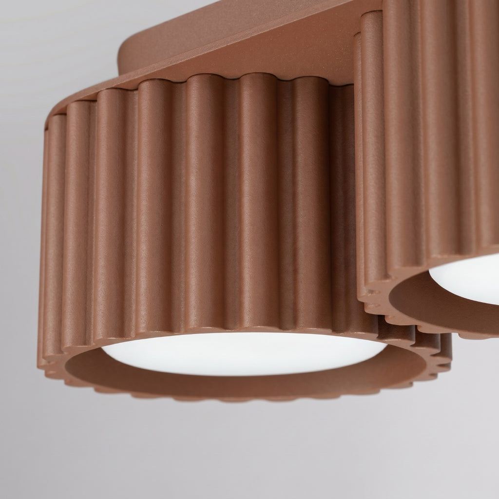 Plafonnier Aura 3 aluminium mocca GX53 détail des cannelures