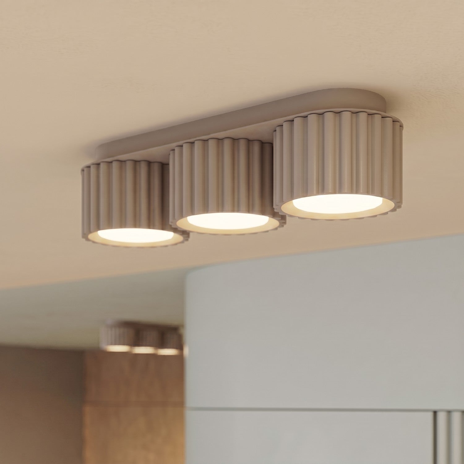 Plafonnier Aura 3 aluminium taupe GX53 de face