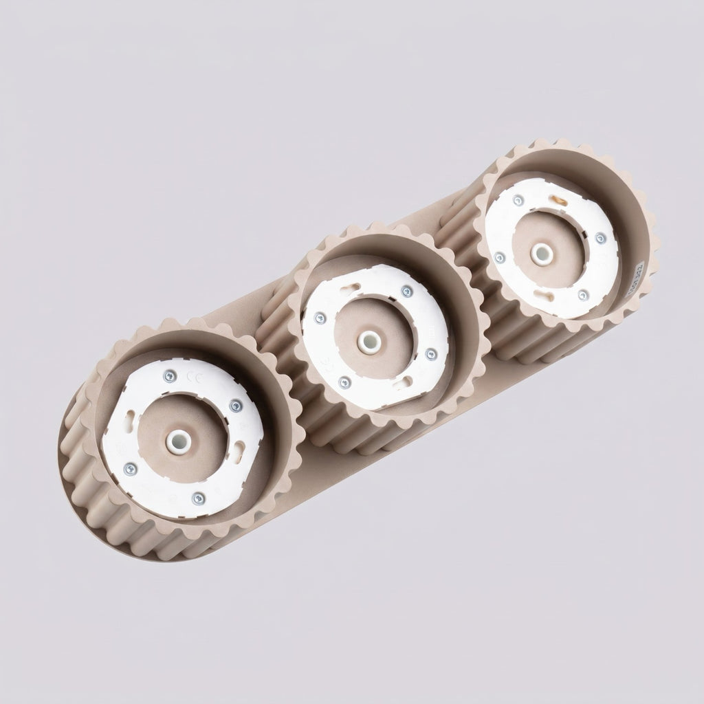 Plafonnier Aura 3 aluminium taupe GX53 vue rapprochée