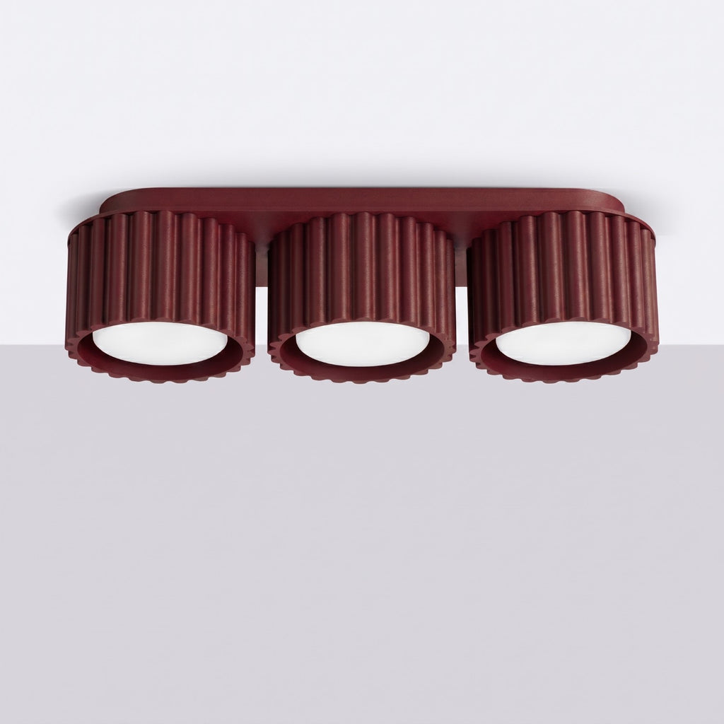 Plafonnier Aura 3 aluminium bordeaux GX53 vue de profil