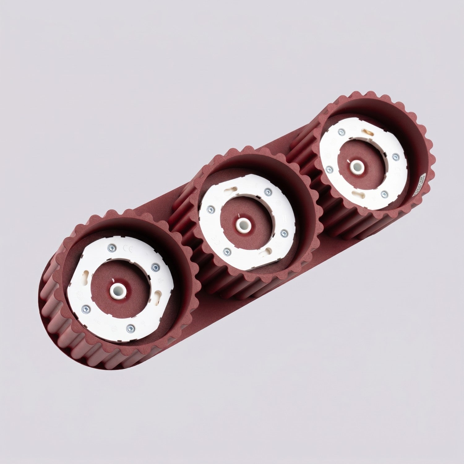 Plafonnier Aura 3 aluminium bordeaux GX53 vue rapprochée