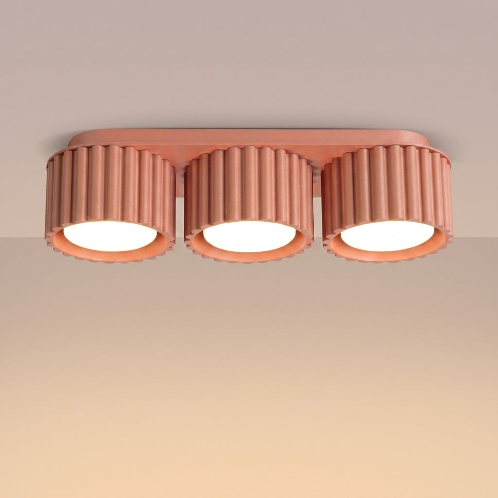 Plafonnier Aura 3 aluminium pêche GX53 vue de trois quarts