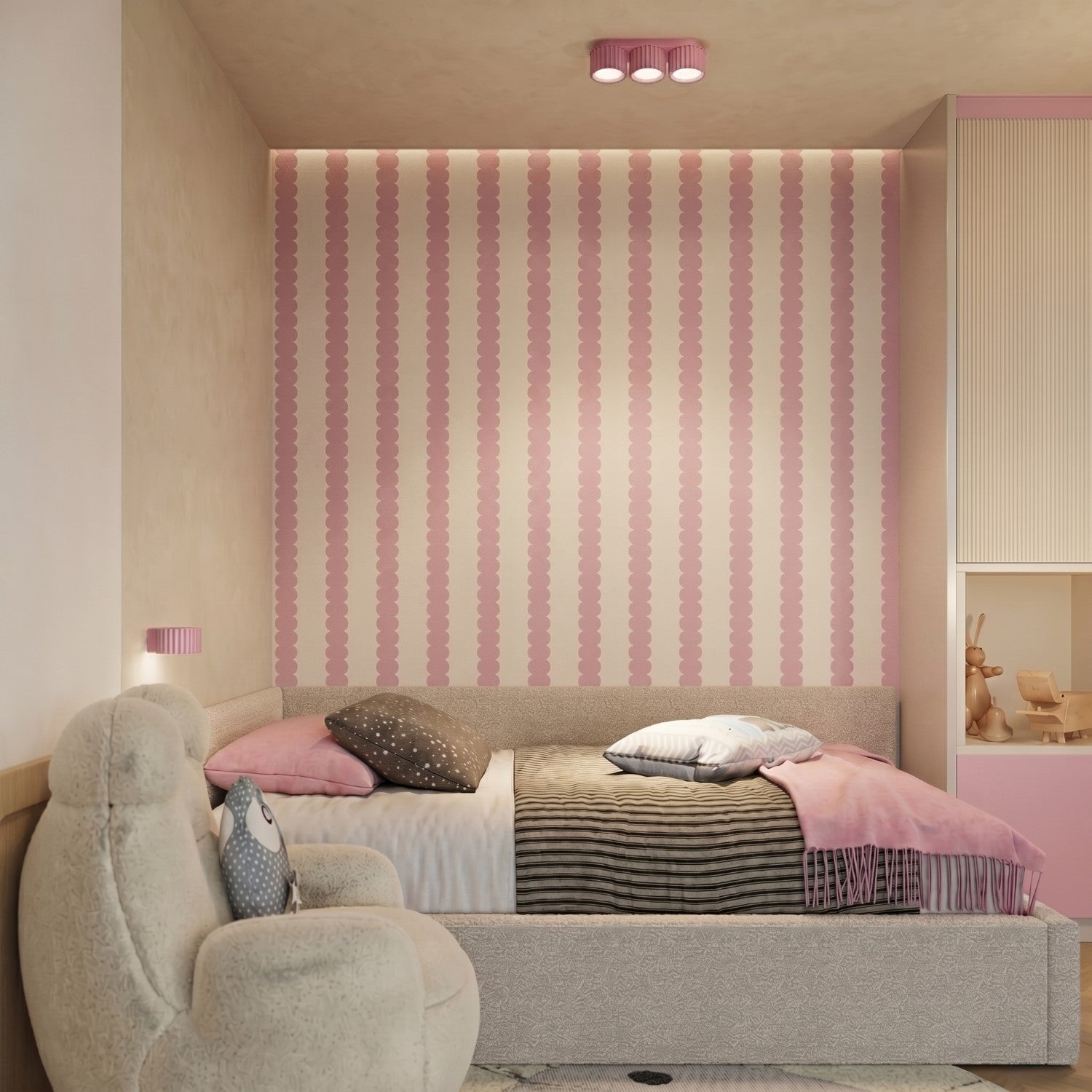 Plafonnier Aura 3 aluminium rose GX53 détail