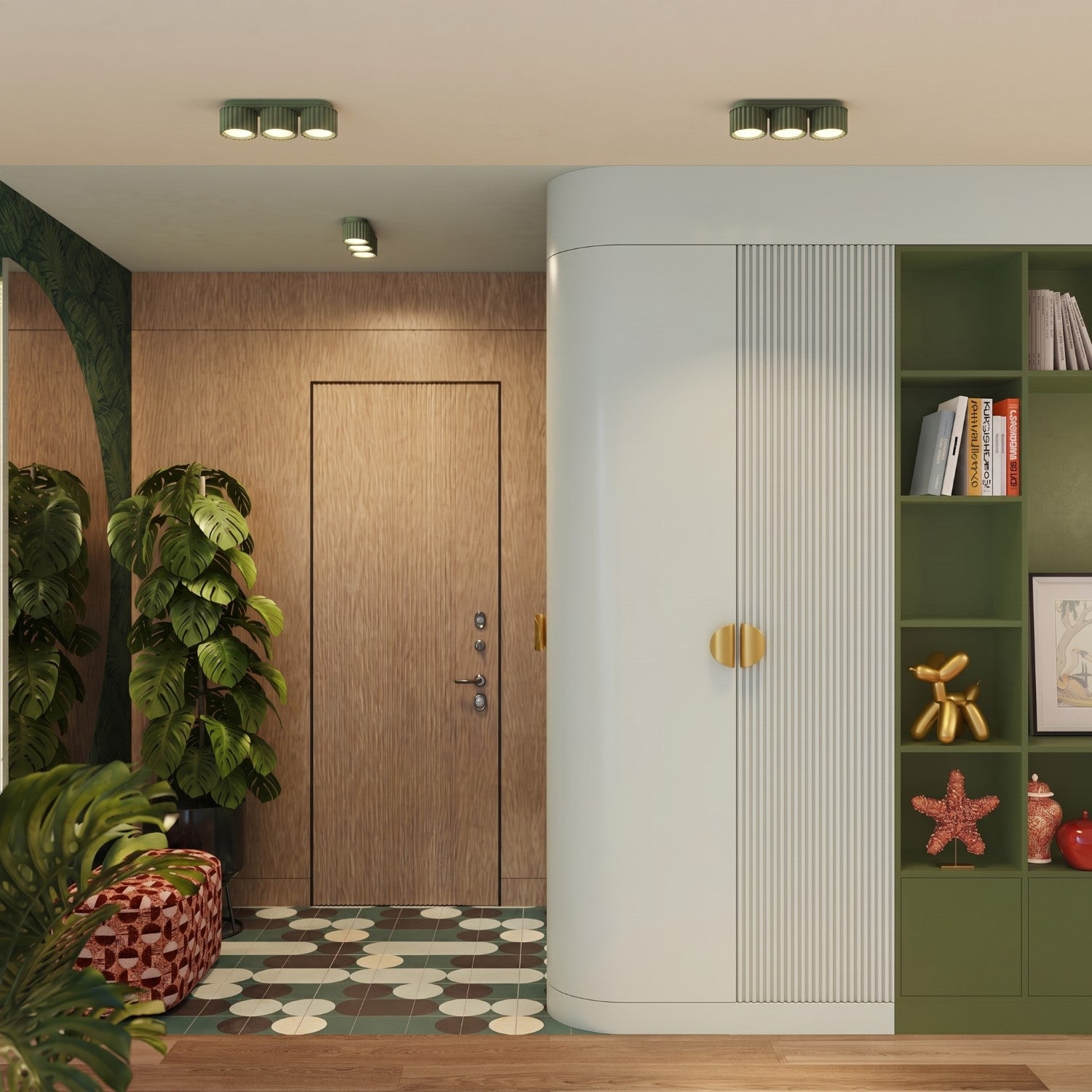 Plafonnier Aura 3 aluminium vert sauge GX53 détail