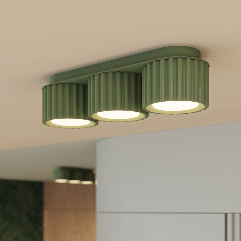 Plafonnier Aura 3 aluminium vert sauge GX53 de face