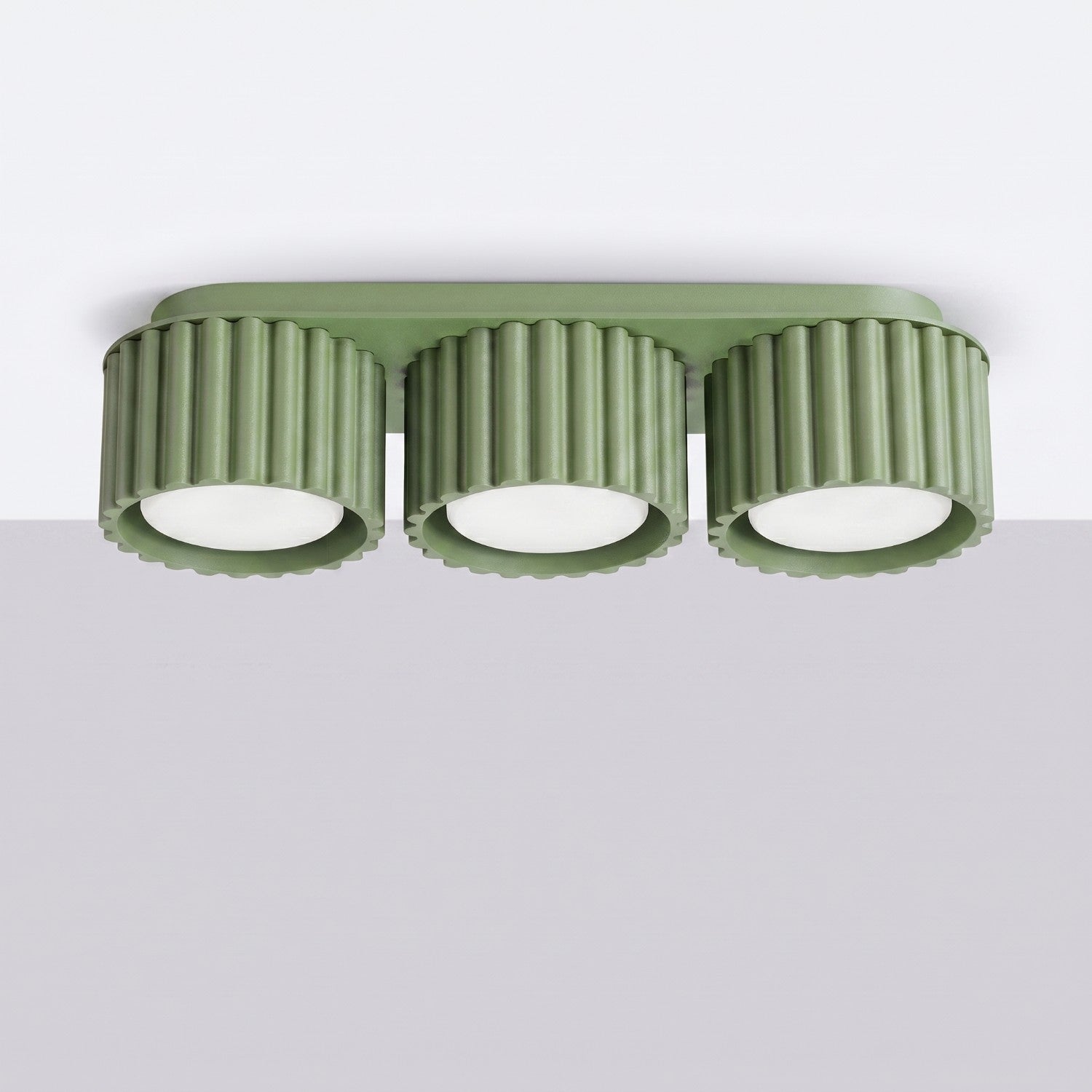 Plafonnier Aura 3 aluminium vert sauge GX53 vue de profil