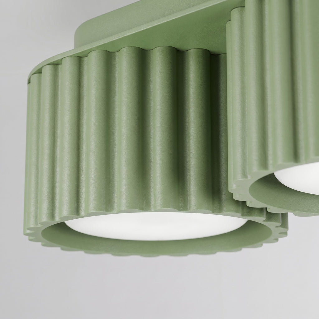 Plafonnier Aura 3 aluminium vert sauge GX53 détail des cannelures