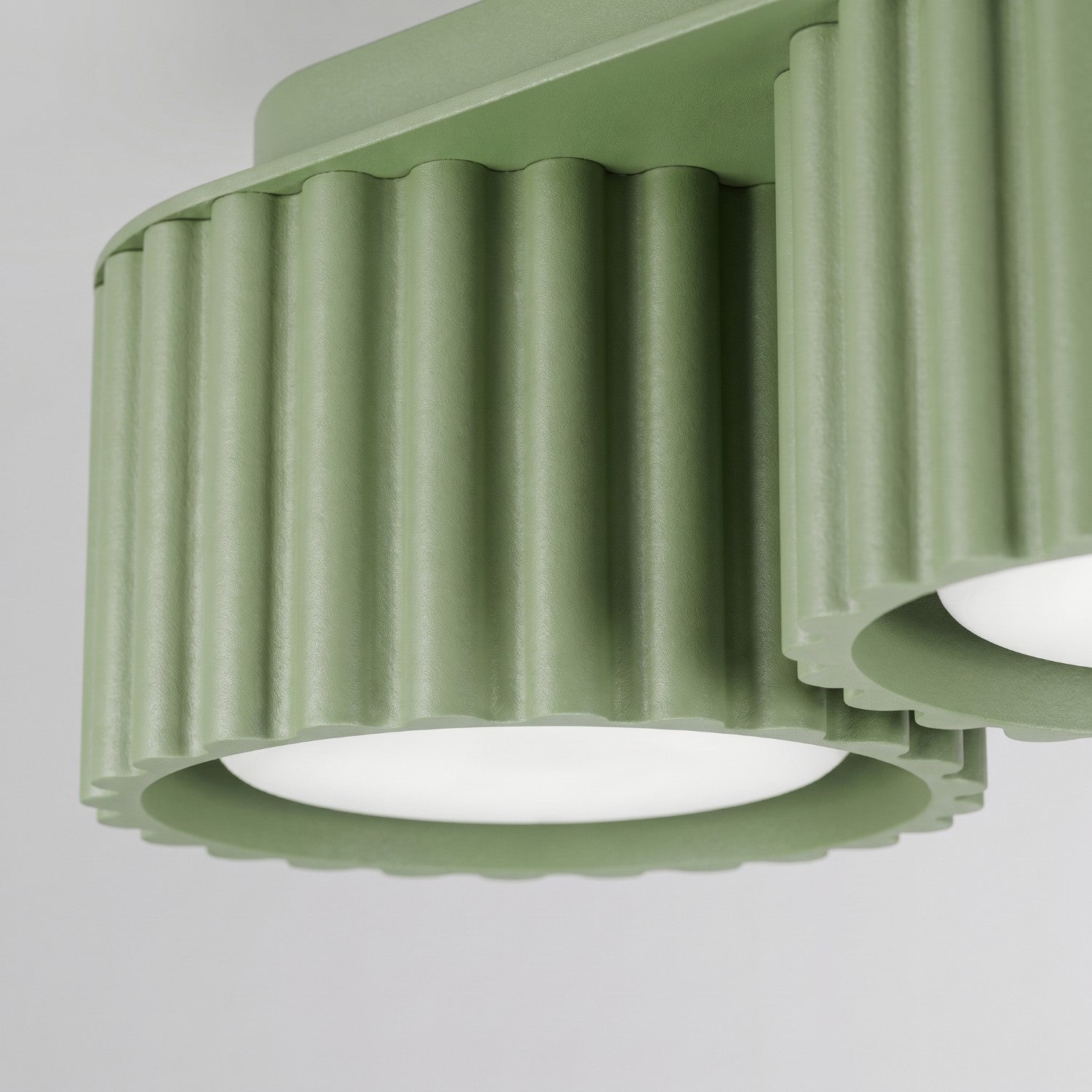 Plafonnier Aura 3 aluminium vert sauge GX53 détail des cannelures