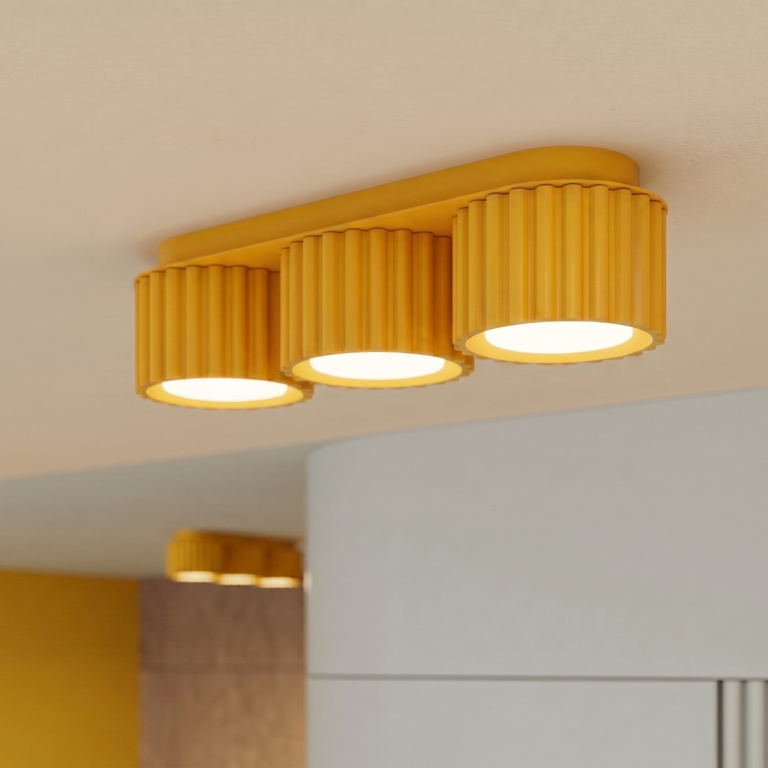 Plafonnier Aura 3 aluminium jaune GX53 de face