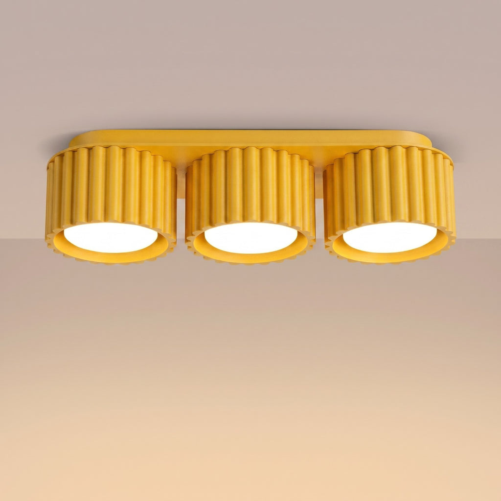 Plafonnier Aura 3 aluminium jaune GX53 vue de trois quarts