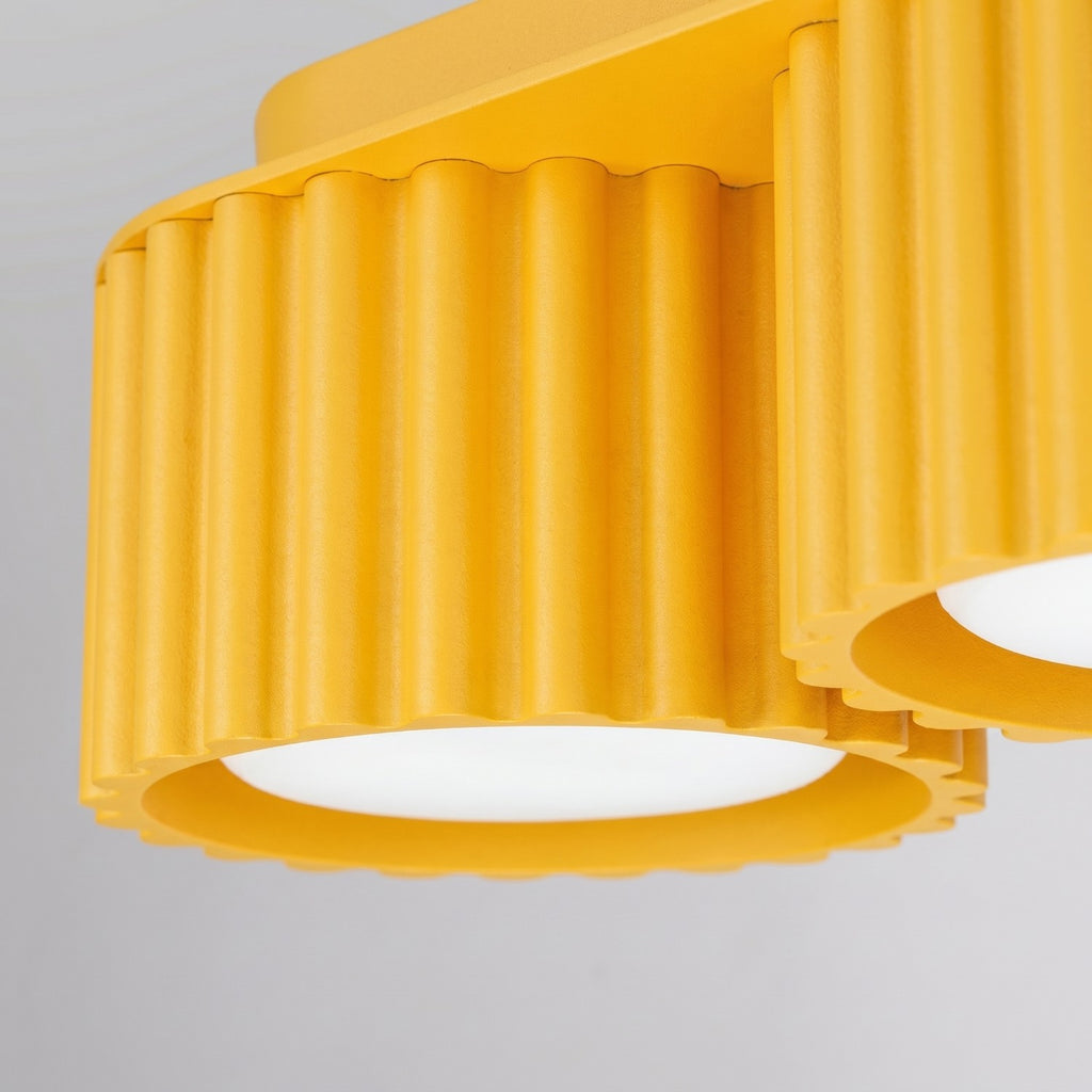 Plafonnier Aura 3 aluminium jaune GX53 détail des cannelures